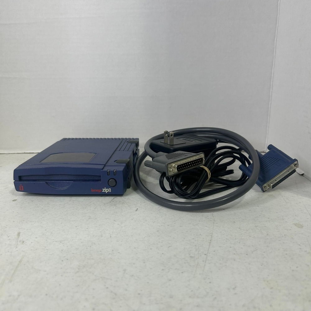 Iomega Zip 100 External Drive Z100P2 Blue Parallel Port with Power Supply Cable